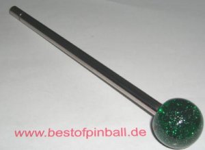 Custom ball shooter knob w/shaft - green with Metal Flak