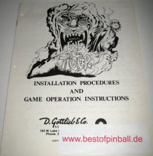 Eye of the Tiger Operators Handbook (Gottlieb)