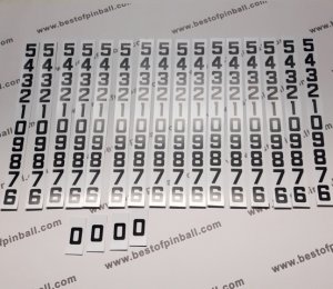 Score Reel Decals 0 up to 9 for 5 Digits (Gottlieb)