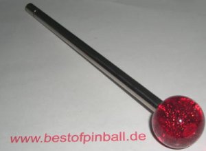 Custom ball shooter knob w/shaft - transluct red with Metal Flak