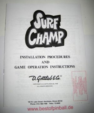 Surf Champ Operators Handbook (Gottlieb)