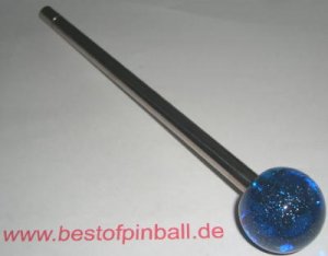 Custom ball shooter knob w/shaft - transluct blue with Metal Fla