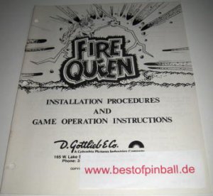 Fire Queen Operators Handbook (Gottlieb)