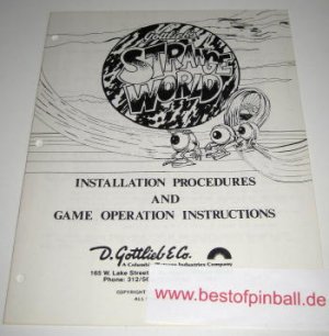 Strange World Operators Handbook (Gottlieb)