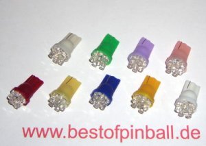 6 LED flache Linse rot (#555)
