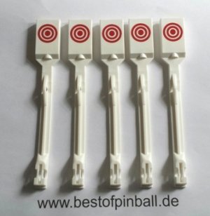 Drop Target Set (5) weiß / Bullseye rot - Old Style (Bally)