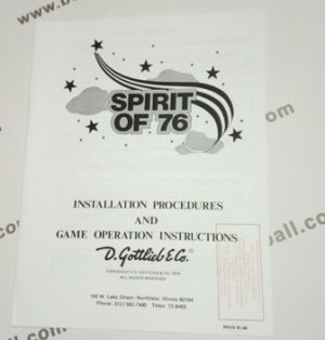 Spirit of 76 Operators Handbook (Gottlieb)