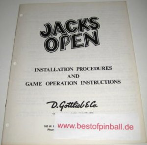 Jacks Open Operators Handbook (Gottlieb)