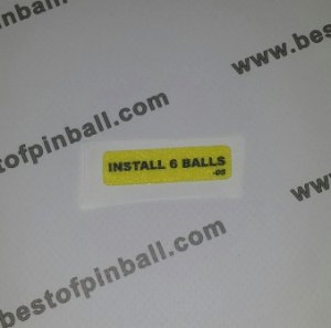 Decal "INSTALL 6 BALLS" (Stern)