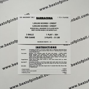 Barracora Instruction Cards (Williams)