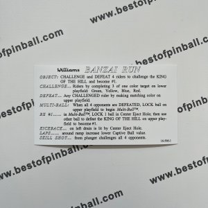 Banzai Run Instruction Card (Williams)