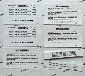 Casanova Instruction Cards (Williams)