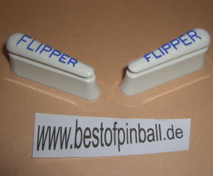 Flipperkappen mit blauem Schriftzug (linke + rechte Seite)