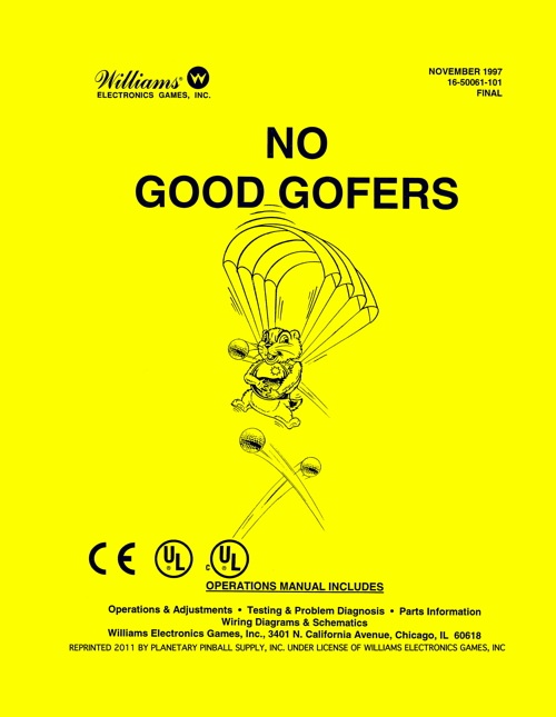 1997 Williams No Good Gofers pinball rubber ring kit NGG 