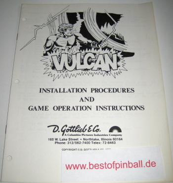 Vulcan Operators Handbook (Gottlieb) - zum Schließen ins Bild klicken